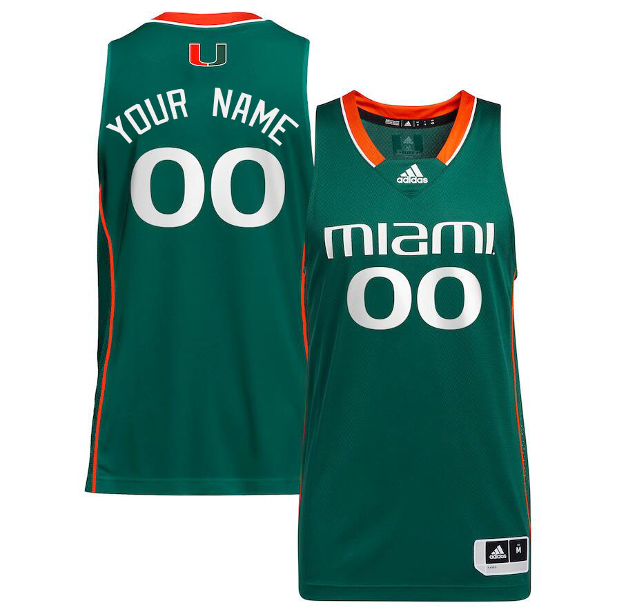 Custom Miami Hurricanes Name And Number College Basketball Jerseys Stitched-Green